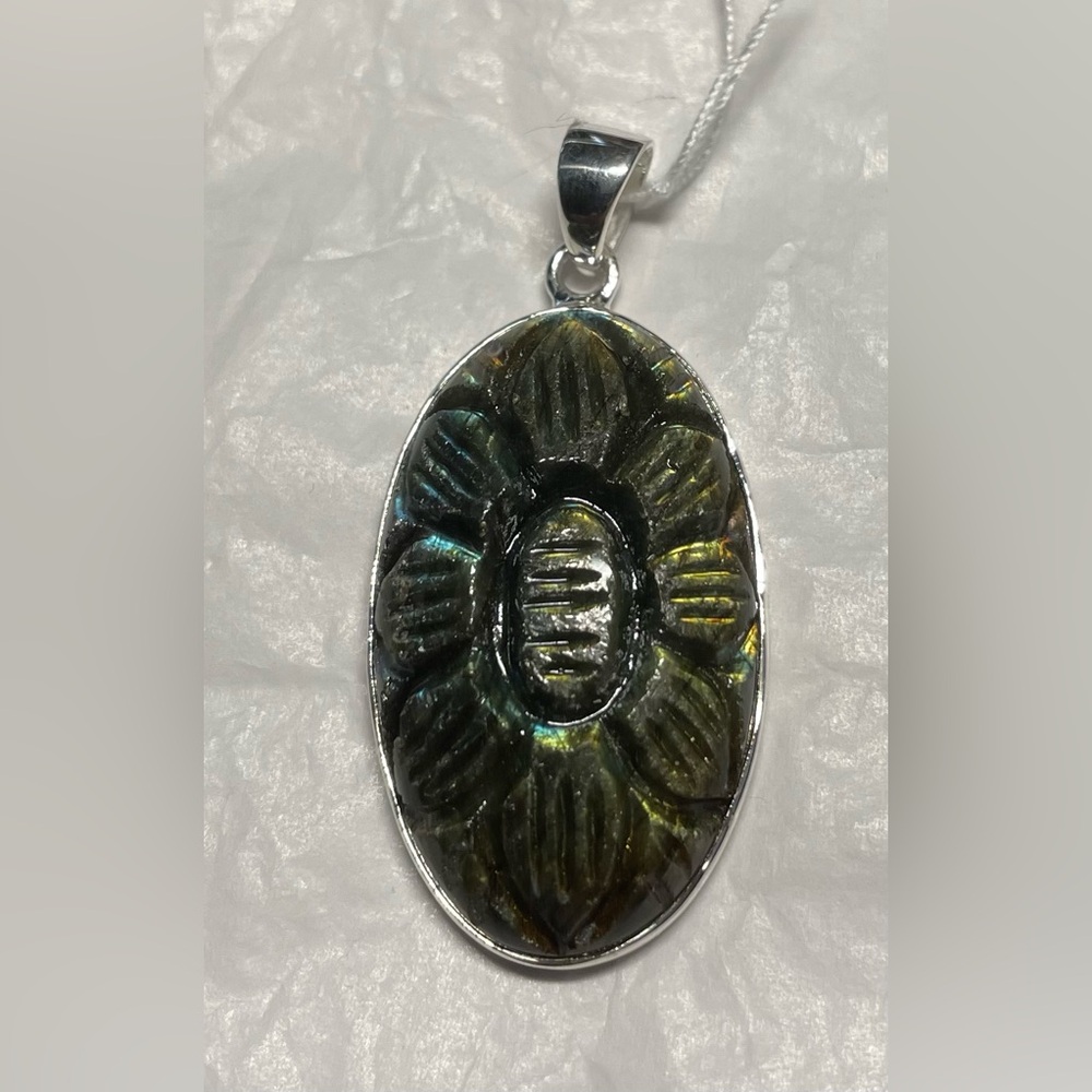 Carved labradorite pendant